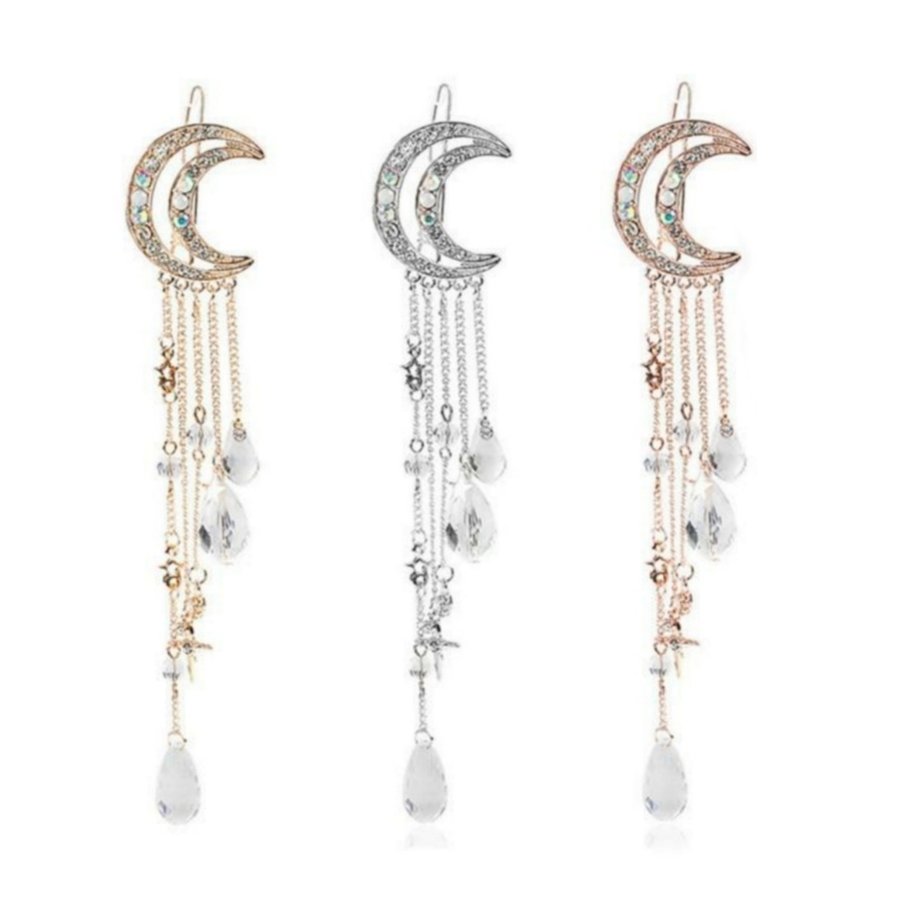 Crescent Moon Rhinestone Hair Clip - Picture 2 of 8